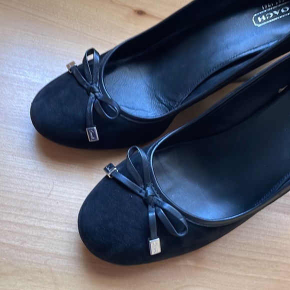 Coach Black Suede Wedge Shoes. - Picture 5 of 16